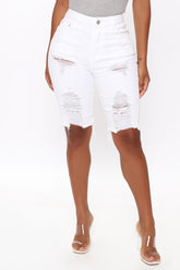 Haley Denim Bermuda Shorts - White Ins Street